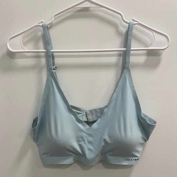 Lucky Brand Other - Lucky Brand Bralette Women Large Blue Seamless V-Neck Adjustable Hook Eye Bra